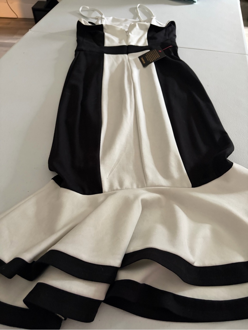 NWT. Bebe. Small Black and White Colorblock Dress.